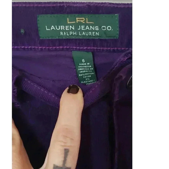 Lauren Ralph Lauren Classic Straight Corduroy Pants plum purple womens size 6 - Picture 2 of 4